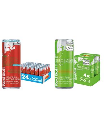 Red Bull Energy Drink Watermelon Sugarfree 250ml (24pk) & Energy Drink Curuba-Elderflower 250ml (4 pack)