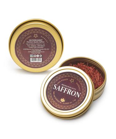 USA Foods Market's Premium-Quality Saffron Threads | 100% Natural, Authentic, Pure | Saffron Spice & Seasoning | 1 Gram Tin of Saffron Strands | Officially-Certified Non-GMO, Vegan, Halal, & Kosher