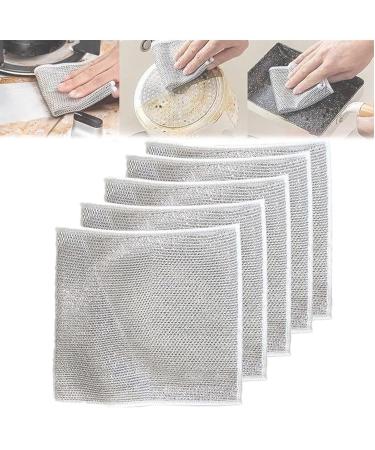 Plushzen Dish Cloths Plushzen Multifunctional Non-Scratch Wire Dishcloth Multipurpose Double Layer Wire Dishwashing Rags for Wet and Dry (5 PCS)
