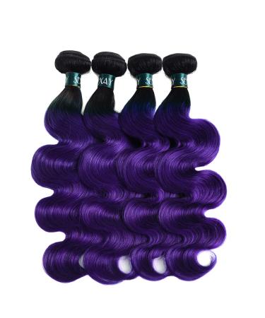 SEXAY Purple Bundles Body Wave Human Hair Weave - 3 Bundles Virgin Brazilian Remy Hair Ombre 1b/Purple - 12 14 16 inch - For Women - Buy Online on GoSupps.com