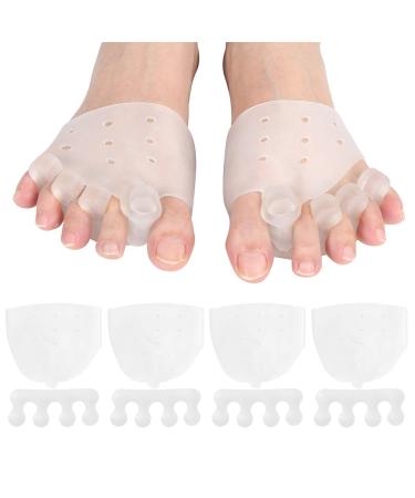 Toe Separators 2 Sets Transparent Silicone Thumb Valgus Orthosis Set Toe Spacers Toes Separators Hollow Design for Overlapping Toes and Toes