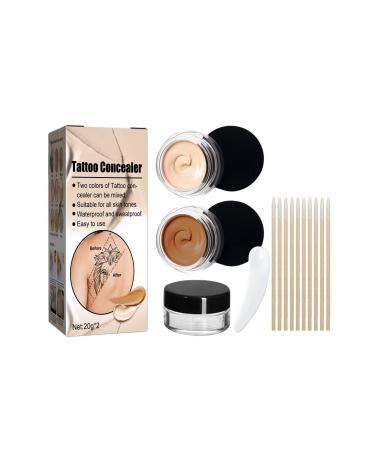Tattoo Concealer Makeup Body Birthmark Scar Spots Concealer Waterproof Two Color Concealer Concealer Set For Men And Women Body Naked And Thriving (brown, One Size) One Size Brown