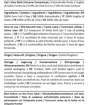 Herba Organica Cat's Claw Bark Herbal Tea - Uncaria Tomentosa - corce de Griffe de Chat Tisane 100g - Buy Online on GoSupps.com
