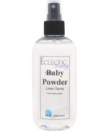 Baby Powder Linen Spray 8 ounces - Eclectic Lady Sheet and Linen Spray - No Artificial Colors Parabens or Preservatives - Long-Lasting Scent for Bed Fabric & Pillow