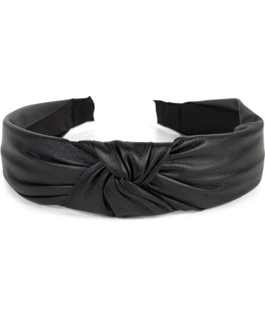 Shop styleBREAKER Retro Faux Leather Headband for Ladies - Knot Hairband in Black | Perfect Fashion Accessory - Buy Online on GoSupps.com