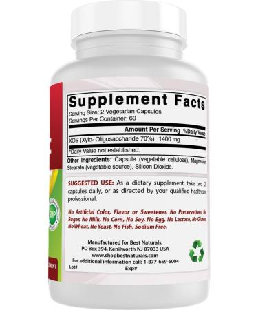 Best Naturals Prebiotics Fiber XOS (Xylo Oligosaccharide) 1400mg Serving 120 Veg Capsules 120 Count (Pack of 1) - Buy Online on GoSupps.com