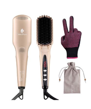 Hair Straightener Brush MiroPure Ionic Hair Straightening Brush for Silky Frizz-free Hair with MCH Heating for Great Styling at Home or Salon