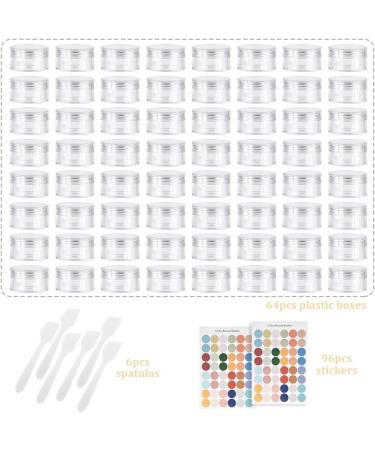 Flintronic Plastic Cosmetic Jar*64 Transparent & Visible Sample Container Jar Screw Cap Bottle with Sticker & Small Spoon Suitable for Cosmetic/cream/gel/paste/beads/mineral Items(Transparent) 64pcs Transparent - Buy Online on GoSupps.com