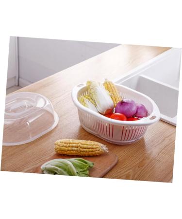 Zerodeko Lid Storage Size Vegetable Multi-Purpose Small Drain Washing Kitchen Round Basket White with Size 1 White - Buy Online on GoSupps.com