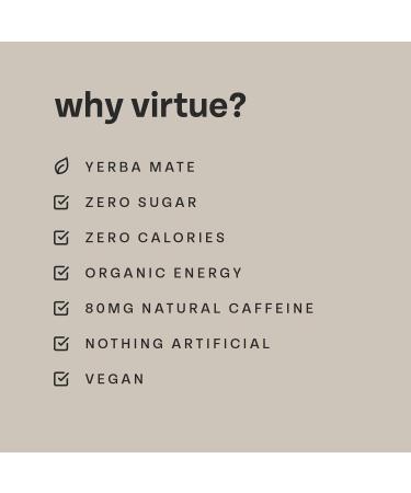 Virtue Yerba Mate - Natural Energy Drink - Sugar Free, Zero Calories, Vegan, Keto Friendly, Gluten Free - 12 x 250ml (Peach & Raspberry) - Buy Online on GoSupps.com