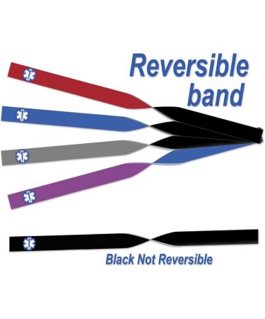 NO MRI Sport/Slim Reversible Medical Alert ID Bracelet for Men & Women - Black/Red - Safe & Stylish Emergency ID - Buy Online on GoSupps.com