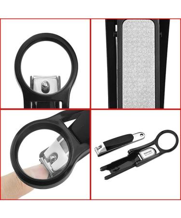 CAREOR Nail Clippers with Magnifying Glass Stainless Steel Fingernails & Toenails Clippers for Elderly Professional Nail Trimmer Reduce Eye Strain (Black) - Buy Online on GoSupps.com
