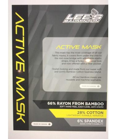 Lee's Active Face Mask Blue with yellow Lee's Logo (Small size) 66% Bamboo material $19.99 - Buy Online on GoSupps.com