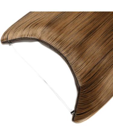 Silk-Co Hair Extensions with Rubber Band - 50cm Smooth Invisible Cord Synthetic Hair Chocolate Brown & Brown Mix for Women - Buy Online on GoSupps.com