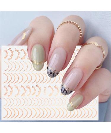 Dornail 6 Sheet Metallic Nail Stickers - Self-Adhesive Gold, Silver, Rose Gold Curve Stripes for Nail Designs and Art Decorations - Buy Online on GoSupps.com