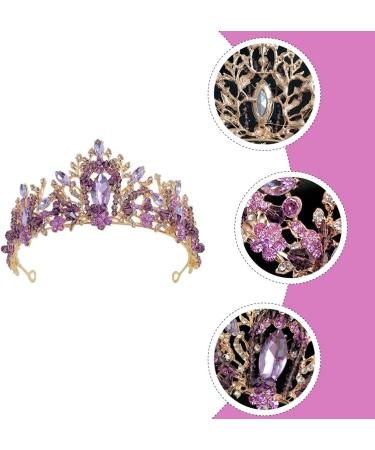 Lurrose Vintage Baroque Queen Crown | Purple Violet Crystal Tiara | Rhinestone Wedding & Gothic Headpiece for Women & Girls - Buy Online on GoSupps.com