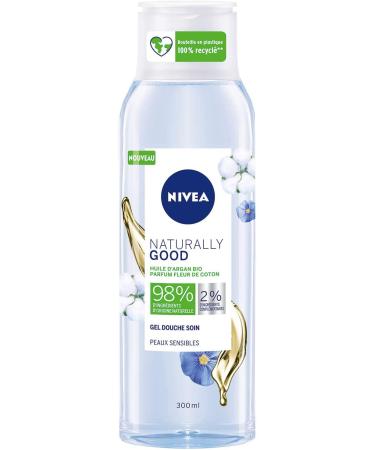 NIVEA NIVEA NATURALLY GOOD Cotton Flower Shower Gel (1 x 300 ml) Body Care with 99% Biodegradable Formula Women's Care with Delicate Floral Fragrance for All Skin Types