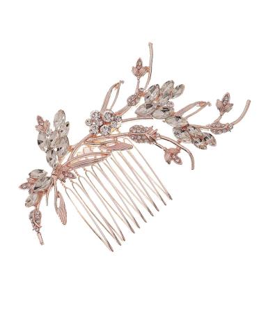 Ipetboom 1 Pc Hair Side Combs Flower Crystal Bride Wedding Hair Comb Hair Accessories Gold Rhinestone Hair Comb Clips with Teeth Combs for Wedding (Golden)