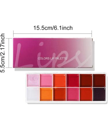  Acunny Lip Gloss Palette Eyeshadow Palettes Waterproof Moisturizing Kit Vibrant Pigmented Shades 12 Colors Lip Gloss for Women - Buy Online on GoSupps.com