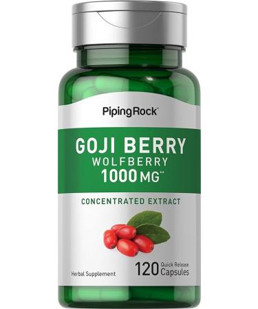 Piping Rock Goji Berry Capsules 1000mg | 120 Count | Wolfberry Extract Supplement | Gluten Free, Non-GMO - Buy Online on GoSupps.com