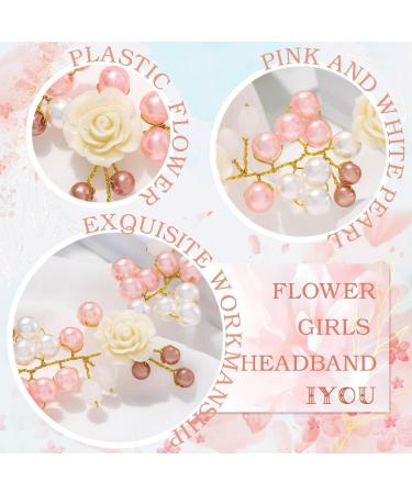 IYOU Flower Girl Headpiece Gold Pearl Communion Headband Floral Wedding Hair Accessories for Girls - Buy Online on GoSupps.com