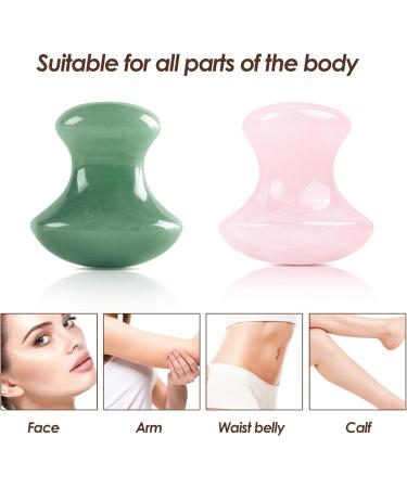 2 Pieces Mushroom Shape Gua Sha Massage Tool - Natural Acupressure Board for Face Neck & Eyes | Relaxation & Fine Line Improvement (Pink & Green) - Buy Online on GoSupps.com