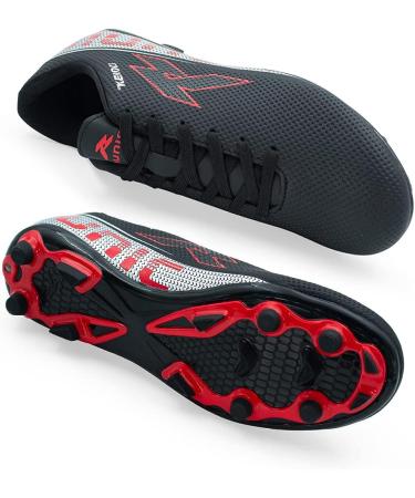 RUNIC Soccer Cleats Firm Ground Black/Red - Size 7.5 Women/6.5 Men - Unisex Soccer Shoes for Kids - Buy Online on GoSupps.com