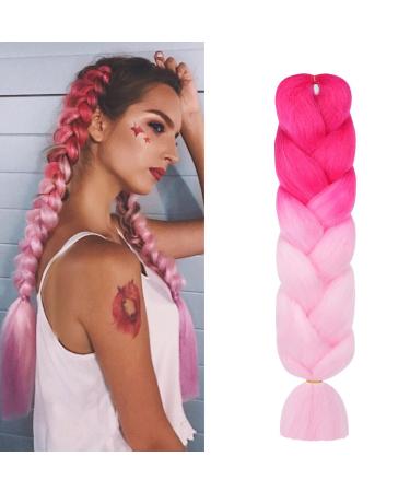 Aomig Braids Extensions - 2PC Ombre Art Hair for Braiding - 24 Strands Pink/Light Pink Lichen Extensions for Box Braids - Buy Online on GoSupps.com