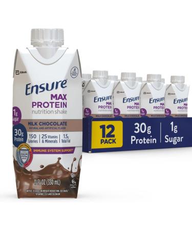 Ensure Max Protein Nutrition Shake 11 fl oz 12 Count & Max Protein Nutrition Shake 11 fl oz (Pack of 12) & Max Protein Nutrition Shake with 30g of Protein 1g of Sugar 11 Fl Oz (Pack of 12) - Buy Online on GoSupps.com