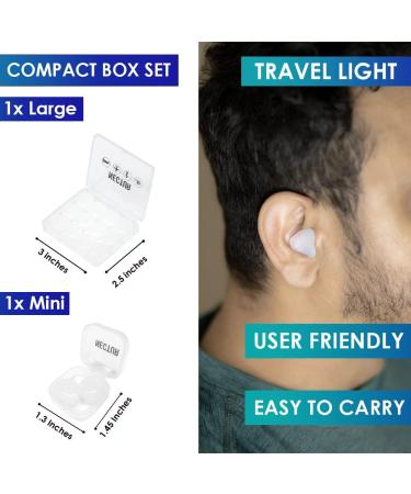 NECTUR 7 Pair Reusable Ear Plugs for Sleeping 22 DB NRR Noise Cancelling Soft Silicone Ear Plugs for Sleeping Waterproof & Wax Moldable Earplugs for Ease in Work Concerts Swimming (0.6 White) - Buy Online on GoSupps.com