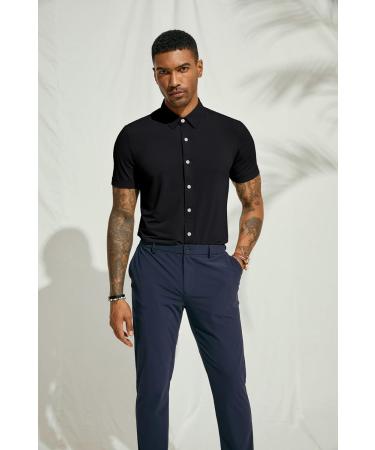 PaulJones Men's Short Sleeve Business Shirt - Non-Iron Breathable Regular Fit XL Black - Perfect for International Shipping - Buy Online on GoSupps.com