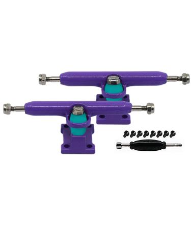 Teak Tuning Prodigy Fingerboard Trucks with Upgraded Lock Nuts, Purple Colorway - 32mm Wide - Professional Shape, Appearance & Components - Includes Pro Duro 61A Bubble Bushings in Teak Teal