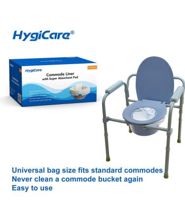 HygiCare Commode Liners - 72 Count | Medical Grade, Leakproof & Super Absorbent | Ideal for Bedside Commodes & Bedpans | Easy Tie, Odor Reduction - Buy Online on GoSupps.com