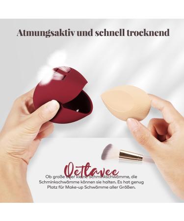 Qetlavee Silicone Make-Up Bag & Brush Container - Portable Travel Essentials with Magnetic Snap Design - Easy to Clean Red Cosmetics Holder - Buy Online on GoSupps.com