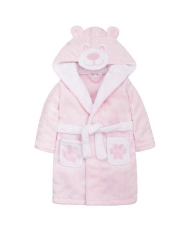 Metzuyan Baby Boys & Girls Teddy Bear Novelty Hooded Dressing Gown with Pockets and Ears 6-12 Months Pink
