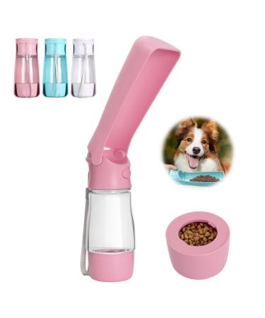 Dog water bottle Travel portable foldable pet water bottle with feed container drinking food dispenser for pets travel hiking |Compactly durable slightly leak -proof - pink/blue (pink)