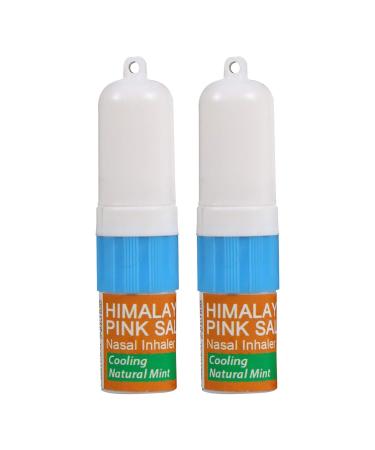 Natural Solution Pink Salt Aromatherapy Nasal Inhaler with Cooling Mint Essential Oils Natural Remedy for Sinus Relief Allergies Headaches Cold Flu and Congestion-Pack of 2 Natural Mint (Pack of 2)