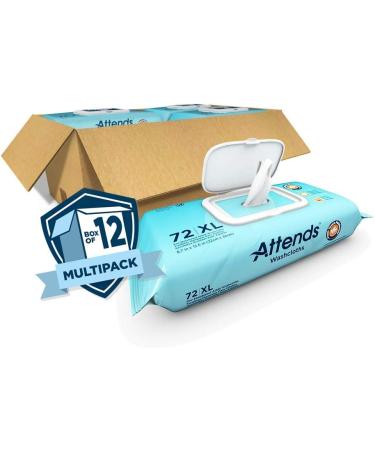 Attends Scented Adult Incontinence Care Washcloths - Hypoallergenic, Latex & Alcohol Free - White, 72 Count (Pack of 12) - Buy Online on GoSupps.com