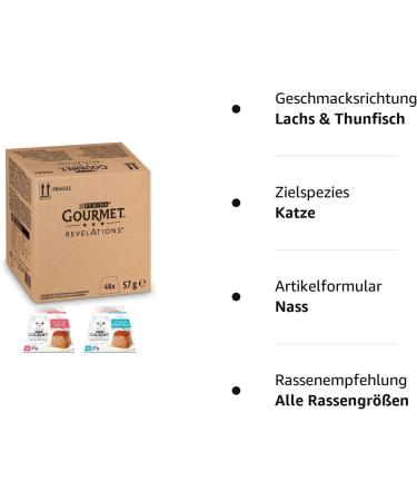 Buy Purina Gourmet Revelations Mousse Cat Food Salmon & Tuna in Sauce 48 Pack (57g Each) | International Shipping Available - Buy Online on GoSupps.com