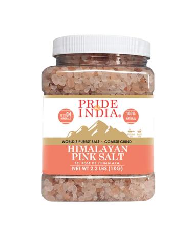 Pride Of India - Himalayan Rock Salt - 84+ Natural Mineral Enriched (Pure Himalayan Pink Salt Coarse Grind 2.2 Pound Jar) Pure Himalayan Pink Salt Coarse Grind 2.2 Pound Jar