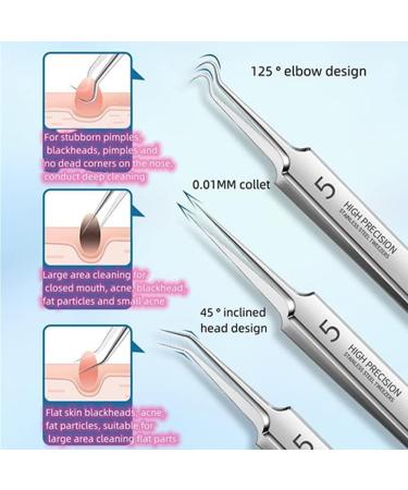 Facial Blackhead Remover Set Blackhead Remover Tools Professional Blackhead Extractor Tweezers Stainless Steel Black Head Remover for Nose Great for Skin Care (Beveled) - Buy Online on GoSupps.com