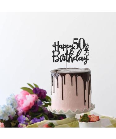 Tenhaisi Glittery Black Happy 50th Birthday Cake Topper 50 and Fabulous Birthday Cake Topper - Adult 50th Birthday Party Decoration - Cheers To 50 Years Birthday Wedding Anniversary Party Decoration - Buy Online on GoSupps.com