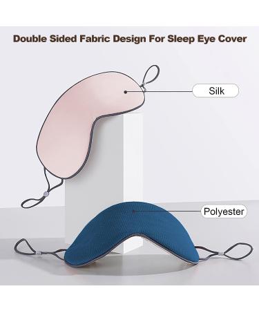 Silk Sleep Mask for Women and Men - Adjustable Double Sided Eye Cover for Travel, Yoga, Nap - Pink/Navy Blue - Buy Online on GoSupps.com