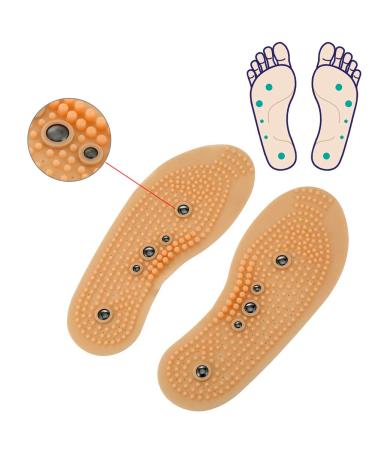2 pair of magnetic therapy insole stimulates pressure points acupressure and reflex zone massage circulation increase for women and men cropable (35-40)