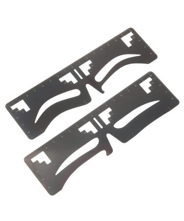 BIUDECO 2pcs Eyebrow Ruler Brow Guide Template Eyebrow Guide Stencil Eyebrow Shaping Ruler Stainless Steel 17x4.8cm Black