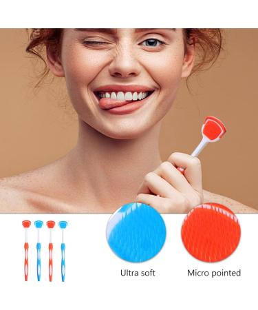 Milisten Silicone Scraps Toothbrush Set - 4PC Tongue Brushes for Fresh Breath | Blue & Orange Plastic Cleaner & Spatula - Buy Online on GoSupps.com