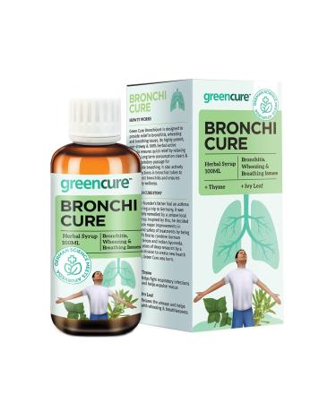 Green Cure Bronchicure Herbal Lung Detox Syrup with Thyme & Ivy Leaf Extract for Respiratory and Bronchial Wellness, Supports Healthy Mucous Membranes, German Science with Ayurveda, 3.4 Fl Oz (100ml)