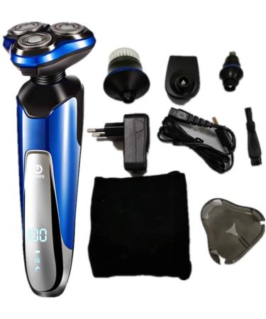 Electric Shavers for Men Mens Electric Razor Dry Wet Waterproof Man Rotary Facial Shaver Portable Face Shaver Cordless Travel USB Rechargeable Led Display for Dad Husband Shaving (Blue)