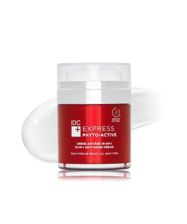 IDC Dermo Express Phyto-Active 16-In-1 Anti Aging Face Cream - 1.7 fl oz - Anti Aging Moisturizer With Hyaluronic Acid for Face Eyes & Neck - Vegan Wrinkle Skin Care Product for All Skin Types