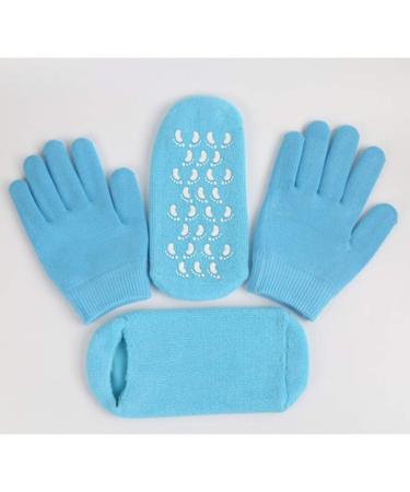Minkissy Moisture Gloves & Sock Set | Gel Heel Socks & Spa Gloves for Dry Cracked Skin - Sky Blue - Buy Online on GoSupps.com